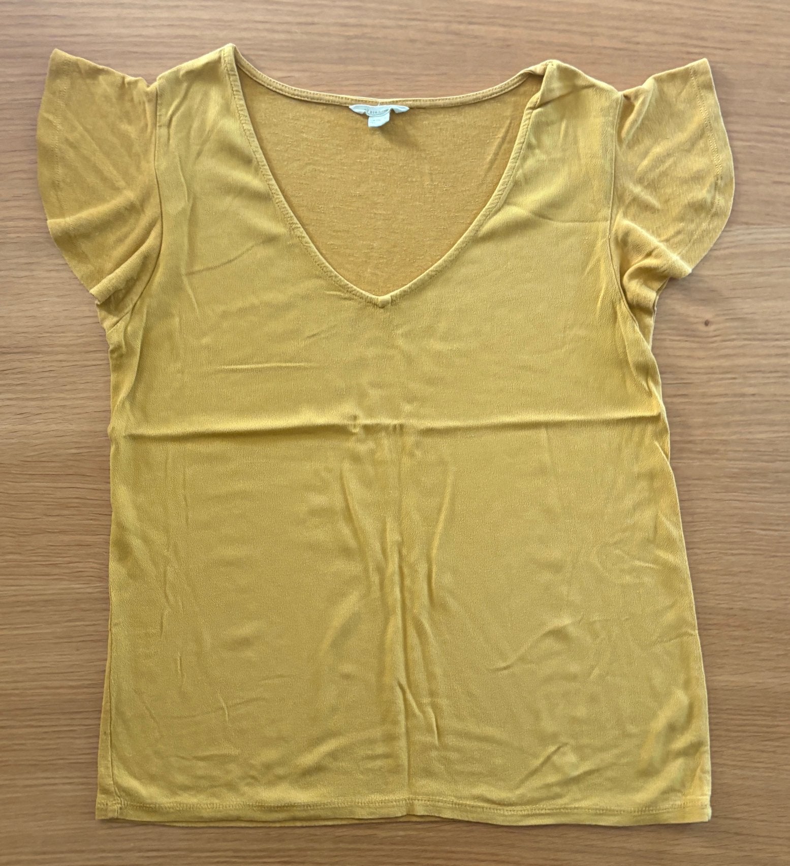 Blouse unie jaune moutarde SPRINGFIELD - M - 7€, Manches courtes, Taille 38/40 (M), Comme neuf, Jaune