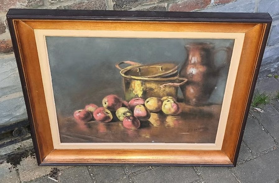 Pastel nature morte signe j groman, Antiquités & Art, Art | Peinture | Classique, Enlèvement ou Envoi, Pastel, Nature morte
