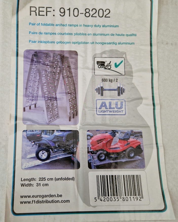 Set inklapbare, gebogen aluminium oprijplaten, Max 600kg., Enlèvement