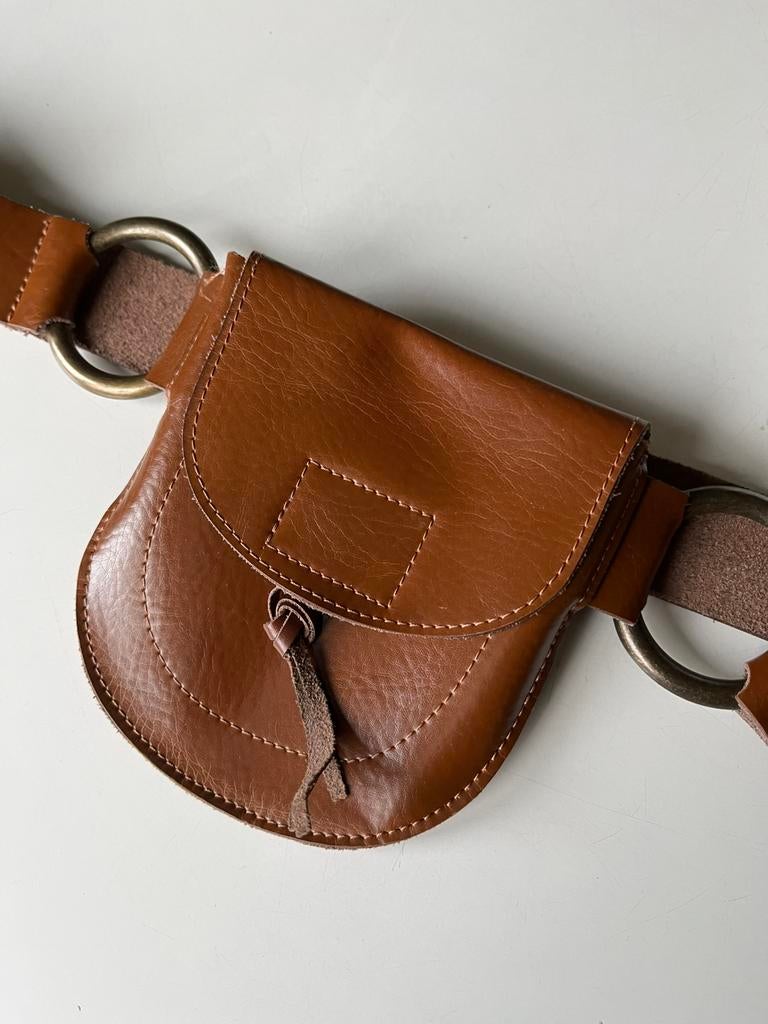 Nieuw heuptasje aan riem - bruin leder, Ophalen of Verzenden, Nieuw, Bruin, Overige typen