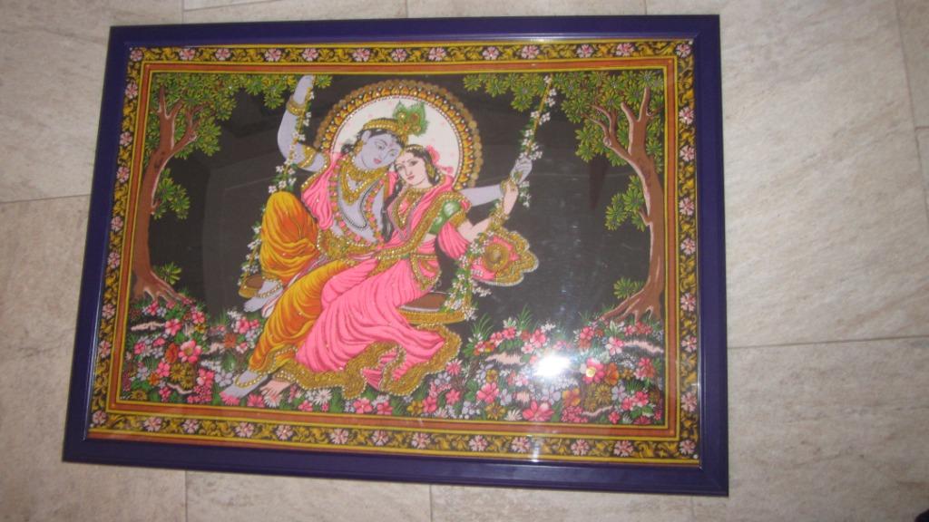 tableau des Indes avec sequins 78 cm x 110 cm, Enlèvement