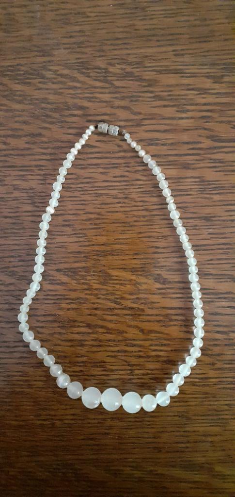 Collier fausses perles 38 cm *, Enlèvement ou Envoi, Utilisé, Blanc, Autres matériaux