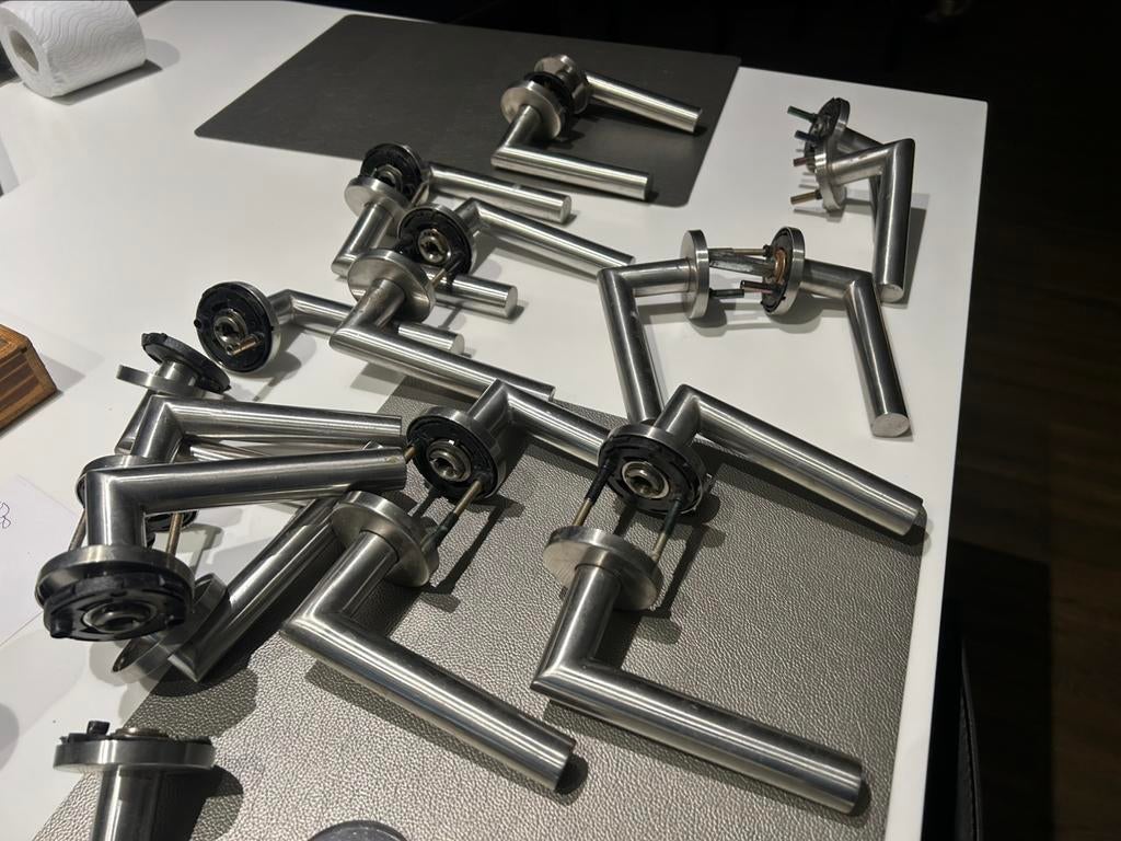 Lot deurklinken 19 mm RVS inox. 11 stuks, Enlèvement, Utilisé, Inox