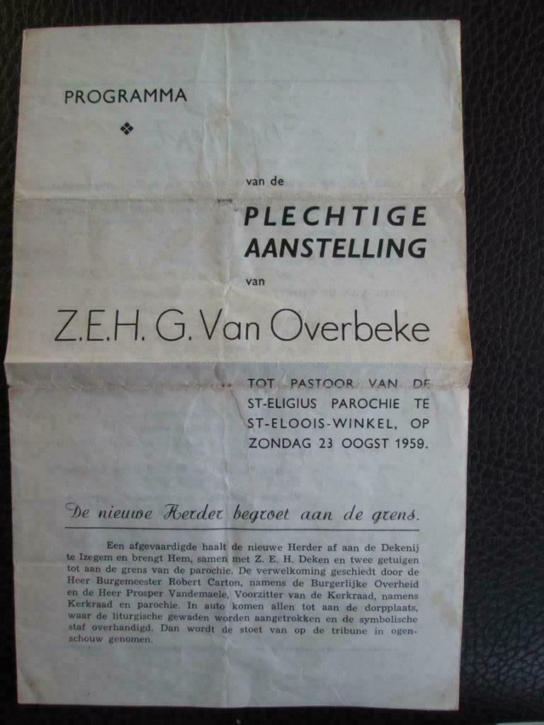 programma aanstelling EH Van Overbeke 'St.Eloois-Winkel', Verzenden