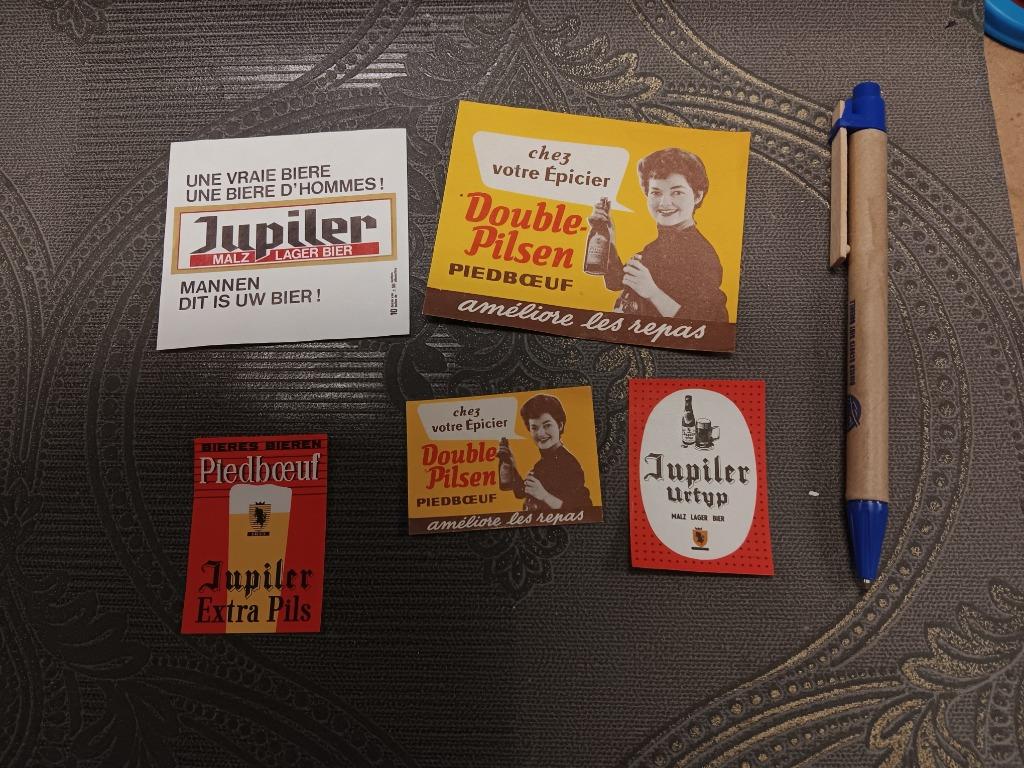 5 luciferetiketten Jupiler Piedboeuf, Verzamelen, Ophalen of Verzenden, Gebruikt, Overige typen, Jupiler
