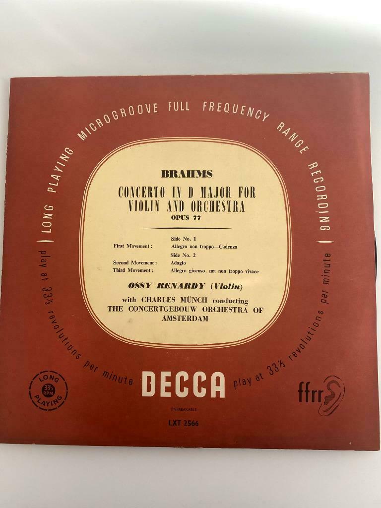 LP Brahms Ossy Renardy Munch Orch of Amsterdam 1953, Gebruikt, Ophalen of Verzenden, Orkest of Ballet, 12 inch