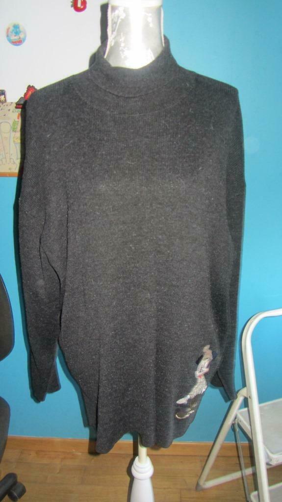 Pull Donaldson col roulé gris brodé Mickey, Ophalen of Verzenden, Zo goed als nieuw, Maat 46/48 (XL) of groter, Grijs