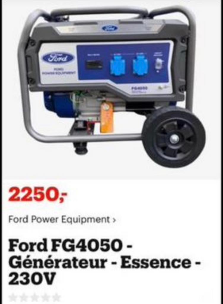 💥Ford FG4050 Générateur, essence Neuf💥, Doe-het-zelf en Bouw, Aggregaten, Ophalen, Zo goed als nieuw, Benzine