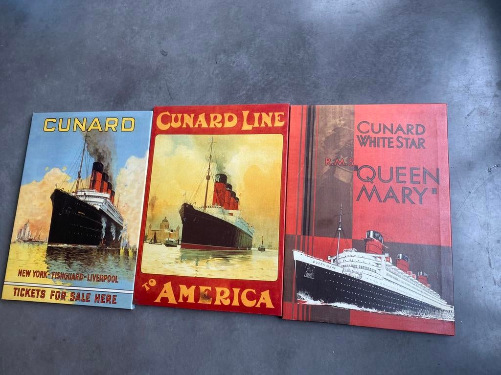 3 x canvas schepen, Ophalen, Zo goed als nieuw