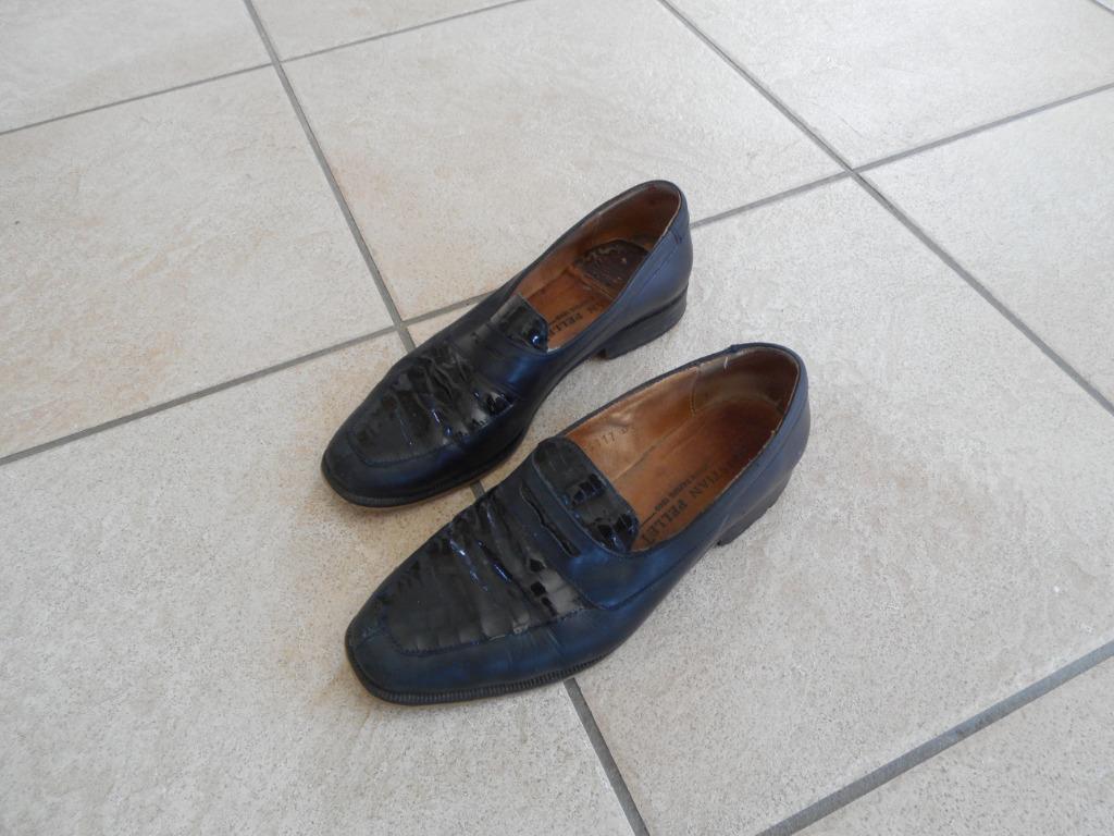 Chaussures bleu marine/croco laqué - Christian Pellet - P37, Enlèvement ou Envoi, Christian Pellet, Escarpins, Porté