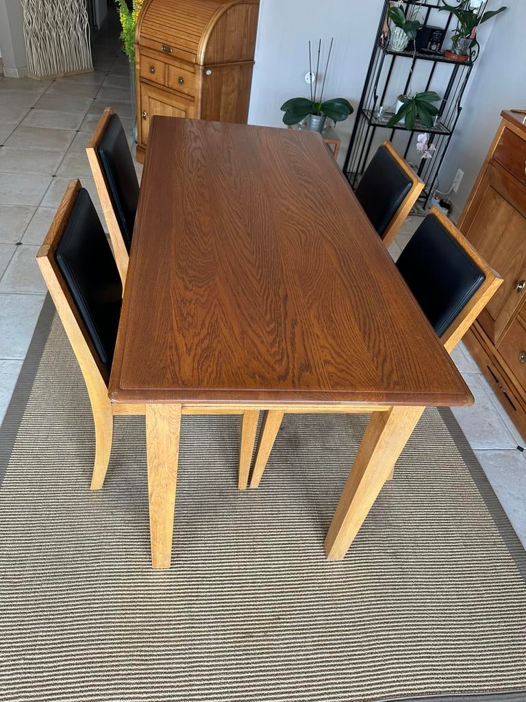 Table et chaises (4) en merisier massif, Maison & Meubles, Enlèvement, Utilisé