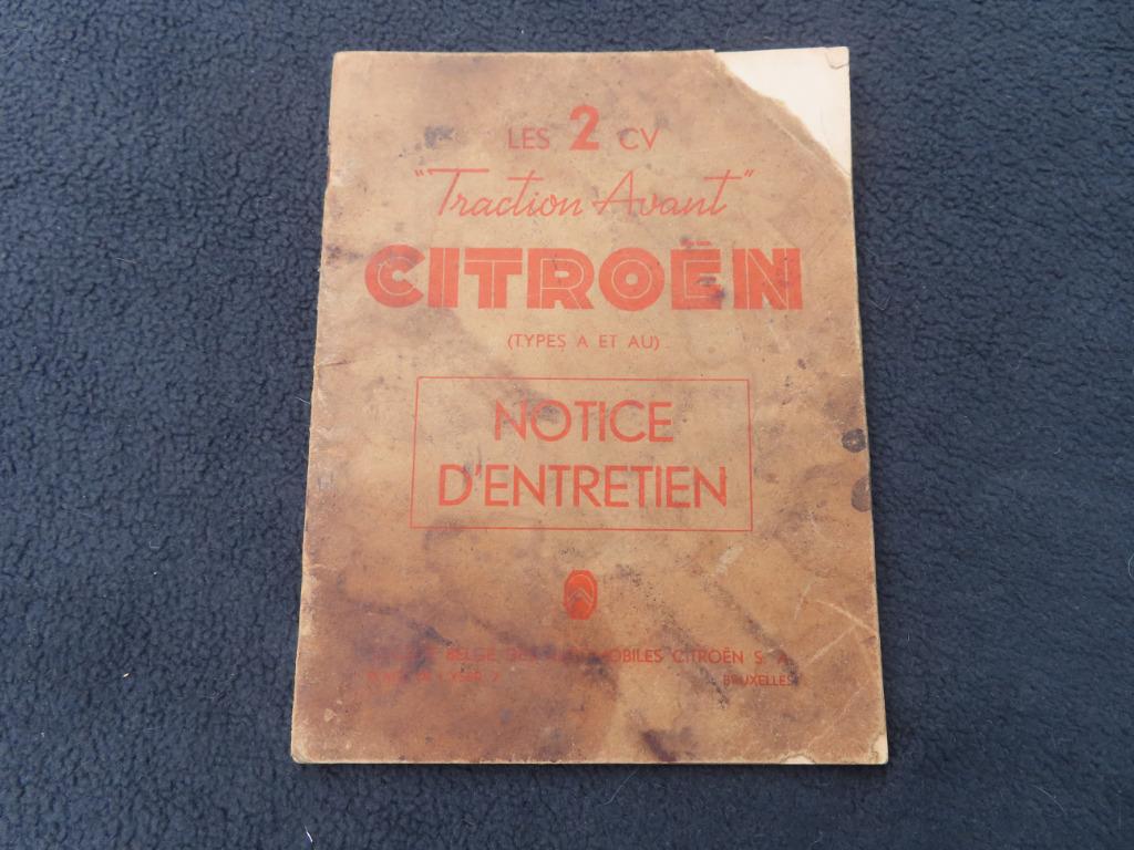 2 CV Citroën Notice entretien 1953, Enlèvement ou Envoi, Utilisé, Voitures