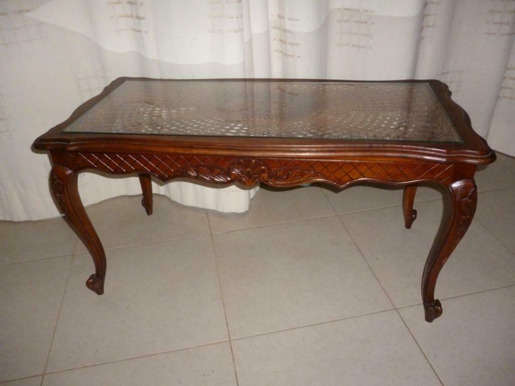 Très jolie table basse table de salon avec cannage et bois, Maison & Meubles, Enlèvement ou Envoi, Utilisé, Verre, Hout