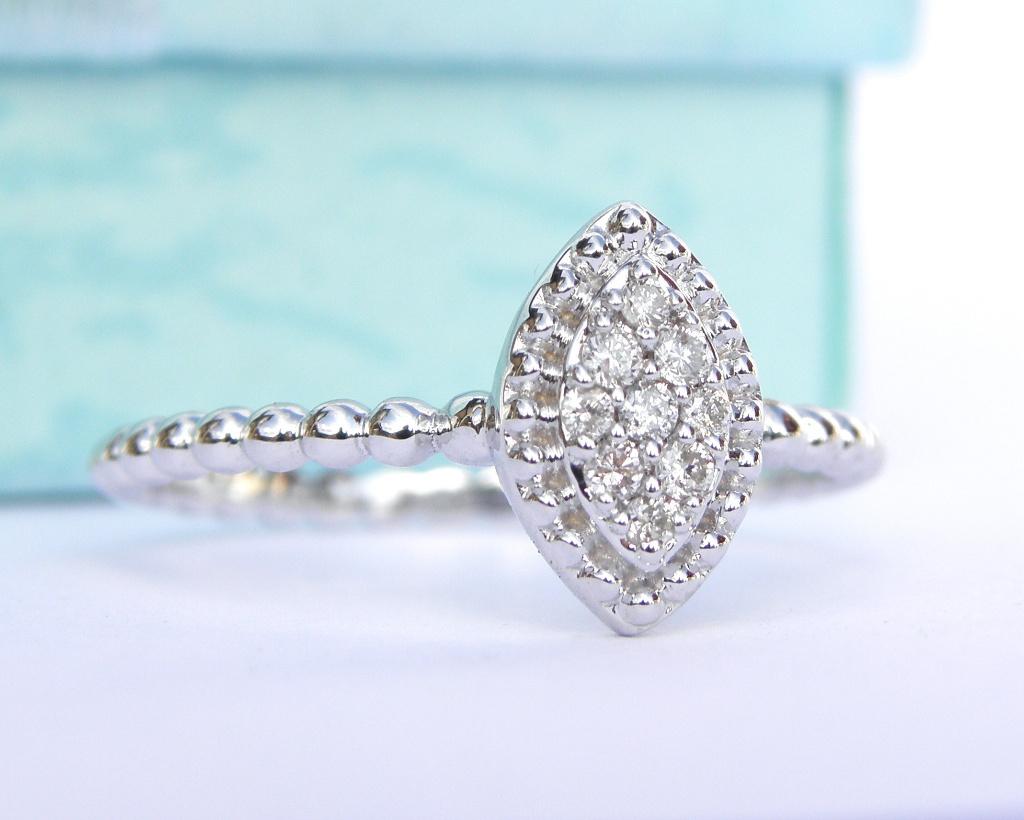 14K gouden ring met Briljant geslepen diamanten, Enlèvement ou Envoi, Comme neuf, Or, 17 à 18