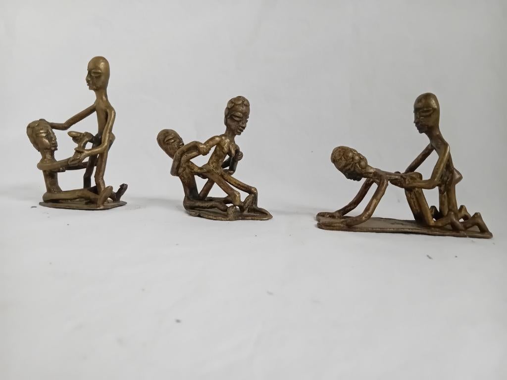 3 erotische bronzen beeldjes, Ophalen of Verzenden, Brons