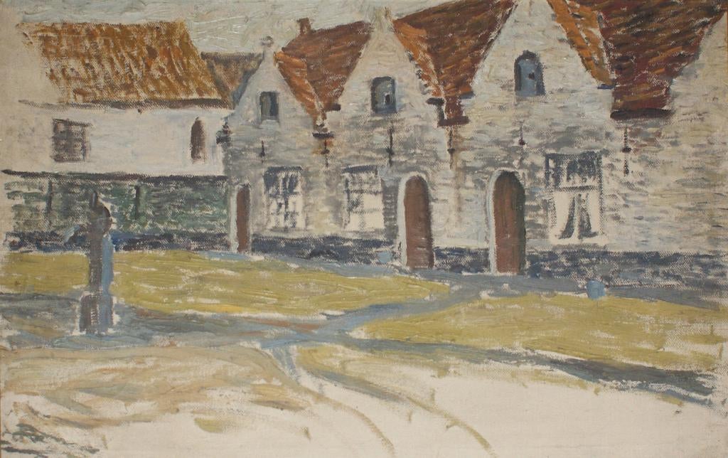 Fernand Basecq (1886-1961): Begijnhof Brugge (O/D, 58x42cm), Antiquités & Art, Art | Peinture | Classique, Enlèvement ou Envoi