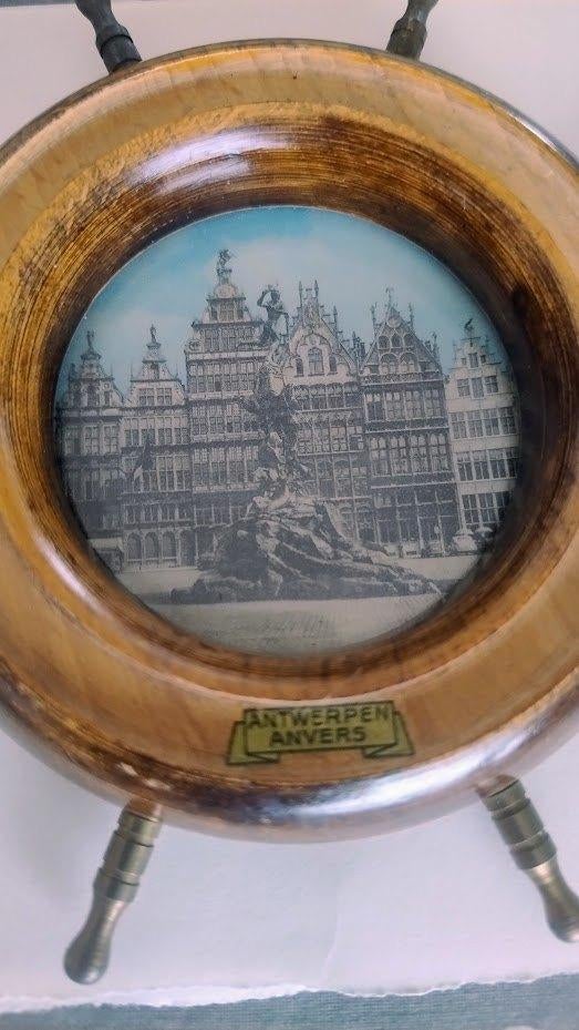 Wanddecoratie met uitzicht op Antwerpen Grote Markt & Brabo, Verzenden, Zo goed als nieuw, Achter glas, Glas