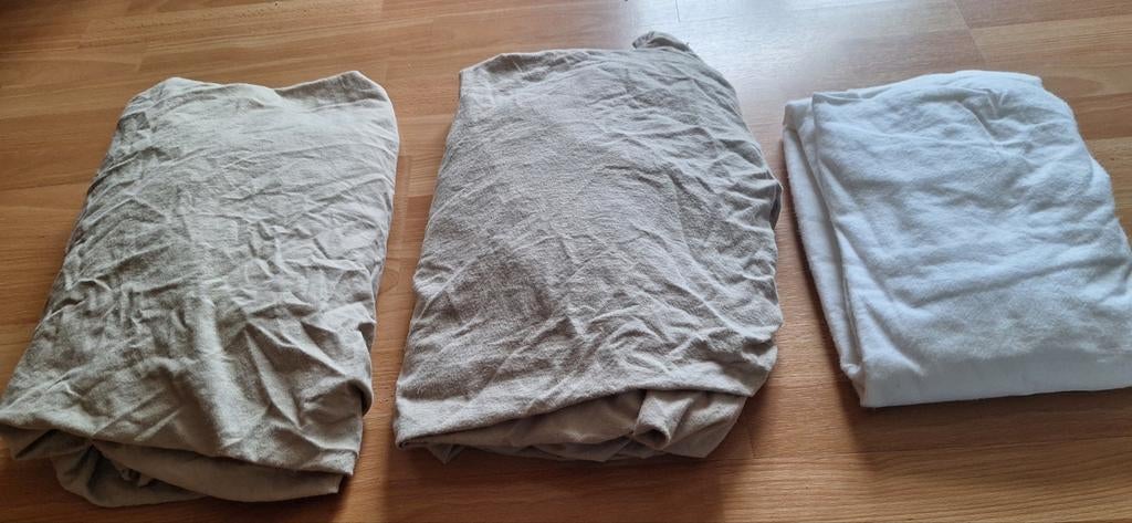 3 hoeslakens 1 persoonsbed (€6/stuk), Enlèvement ou Envoi, Blanc