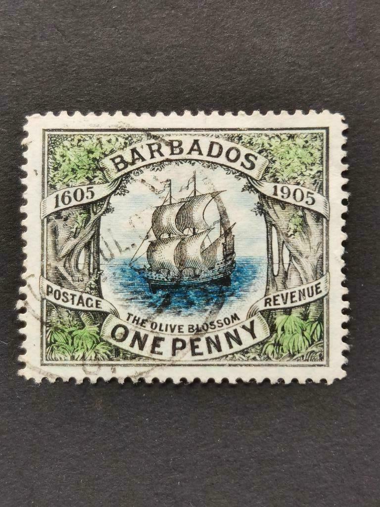 Barbados 1906 - zeilschip, Ophalen of Verzenden, Gestempeld, Midden-Amerika