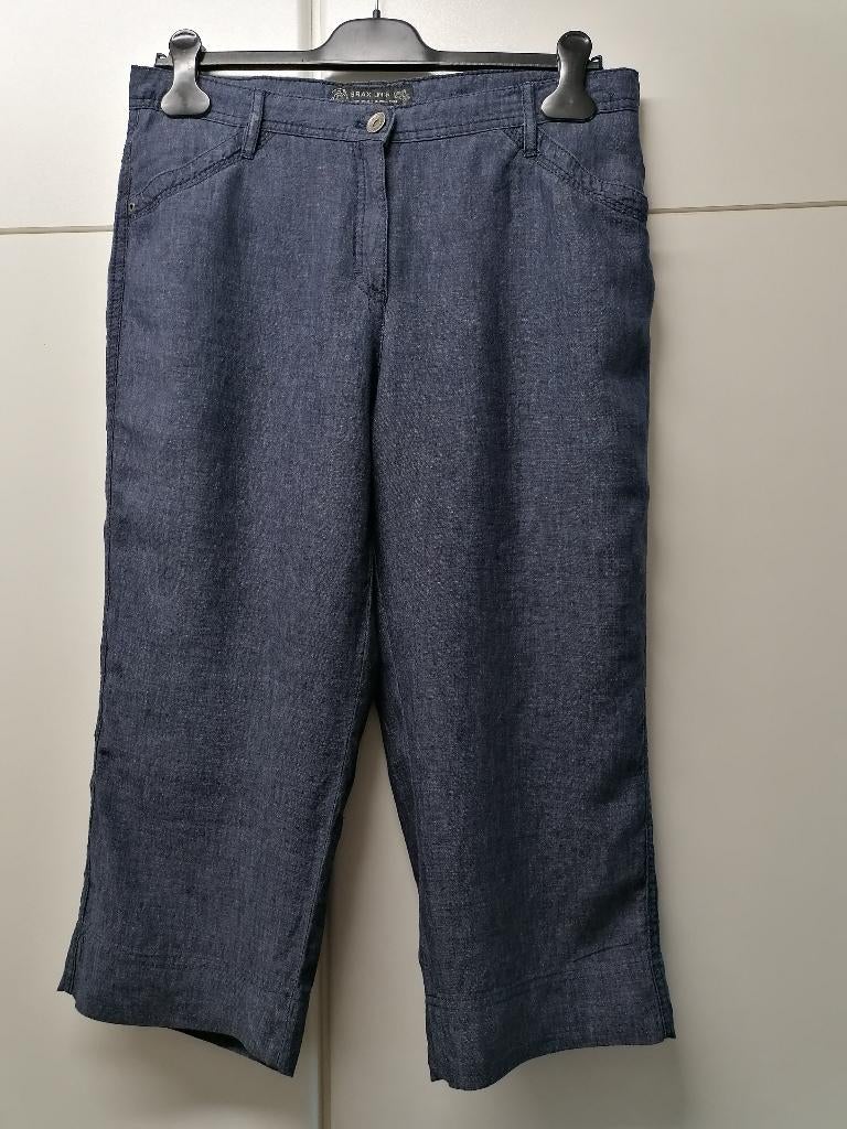 Donkerblauw linnen 7/8 broek van Brax, maat 40, Enlèvement ou Envoi, Comme neuf, Taille 38/40 (M)