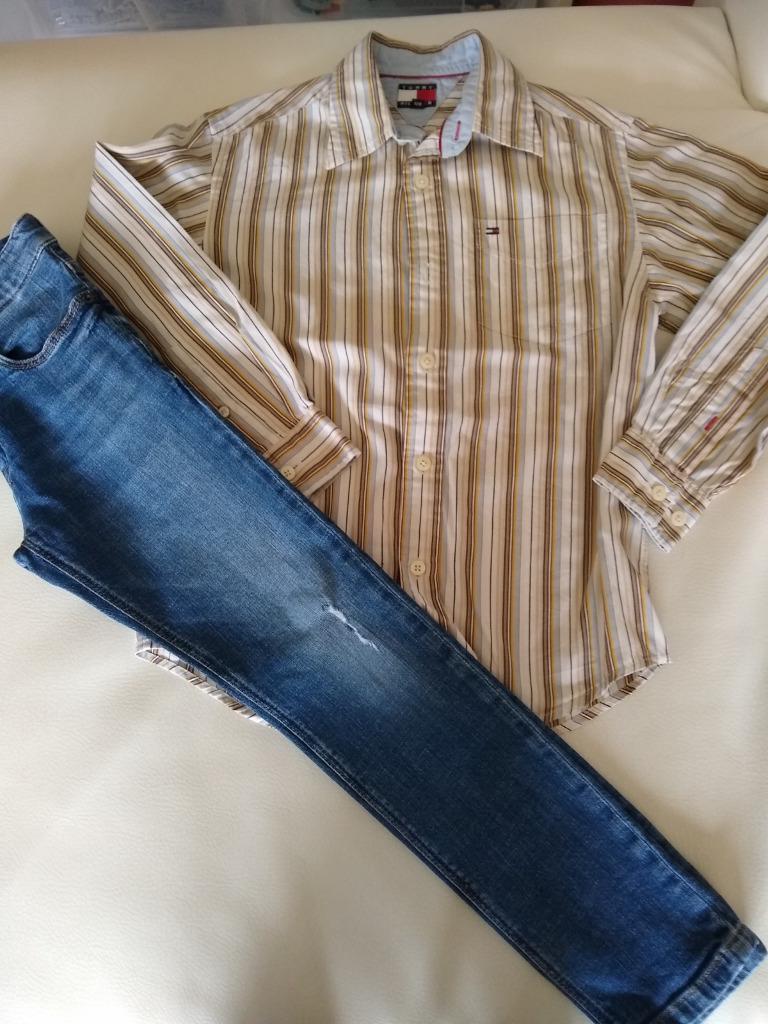 m 128 hemd en broek Tommy Hilfiger nieuwstaat, Enlèvement ou Envoi, Comme neuf, Pantalon