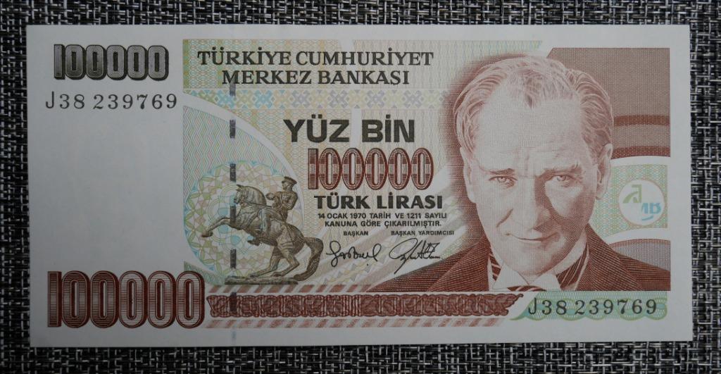 Bankbiljet 100000 Lira Turkije 1997 UNC, Ophalen of Verzenden, Overige landen, Setje