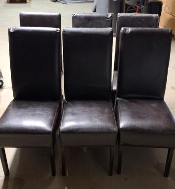 6 chaises en cuir marron, Maison & Meubles, Chaises, Brun, Enlèvement, Cuir, Cinq, Six Chaises ou plus