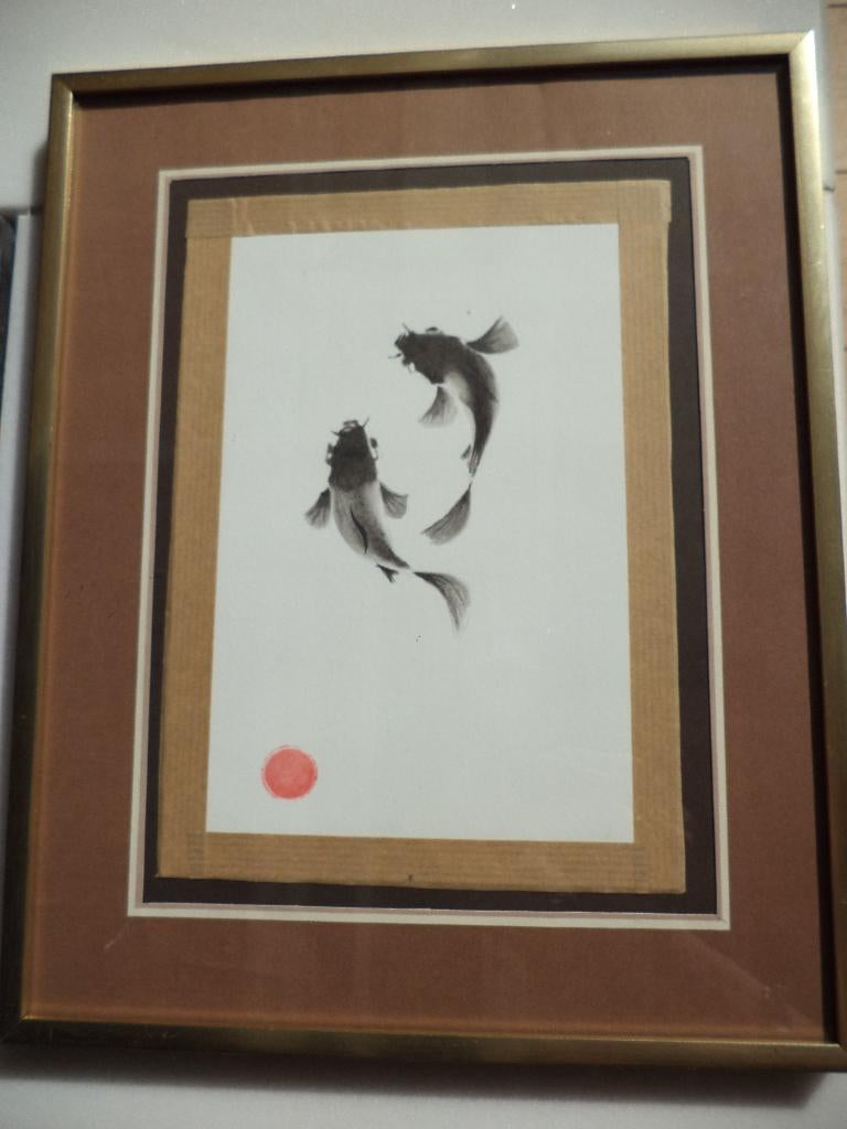 'Koi's poise' 2020 Japanse  inkt tekening Koi vissen, Enlèvement ou Envoi