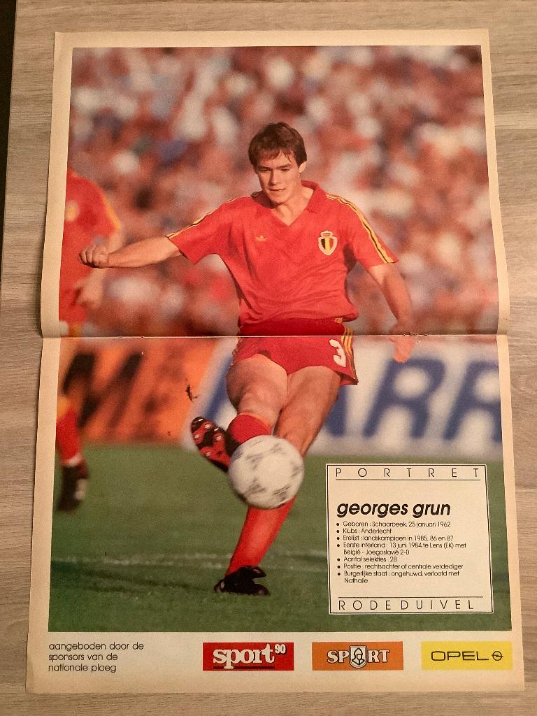 Poster Georges Grun bij Rode Duivels, Ophalen of Verzenden, Zo goed als nieuw, Poster, Plaatje of Sticker