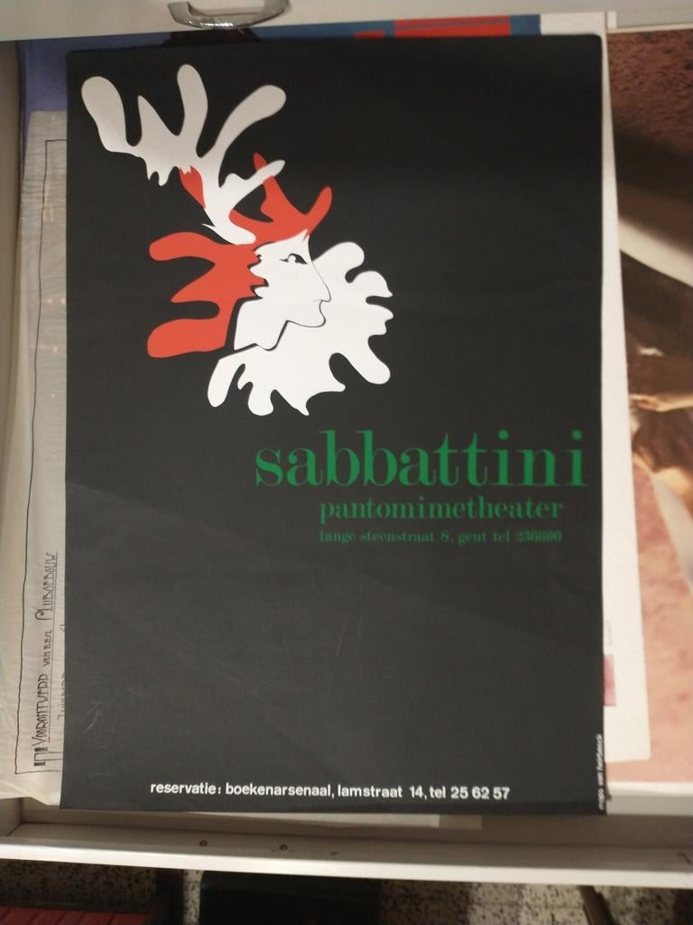 Sabbattini pantomimetheater affiche, Ophalen of Verzenden, Gebruikt