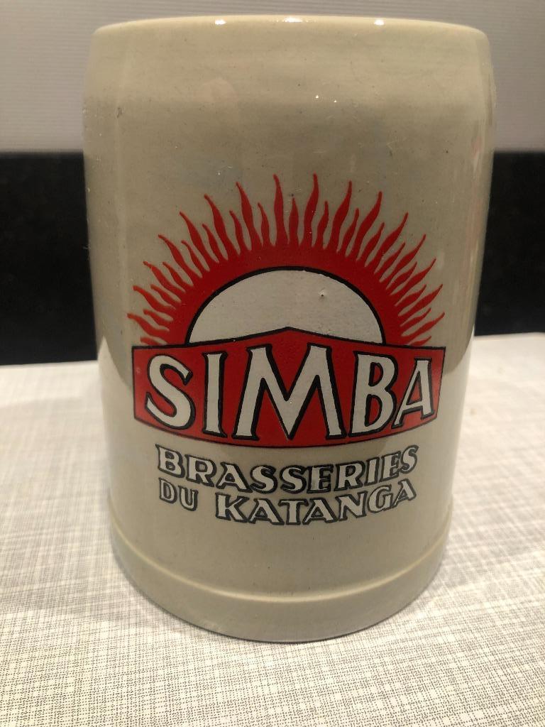 bierpot  -bierpul Simba brasseries du Katanga 1/2 liter., Verzamelen, Biermerken, Ophalen of Verzenden, Zo goed als nieuw, Pul(len)