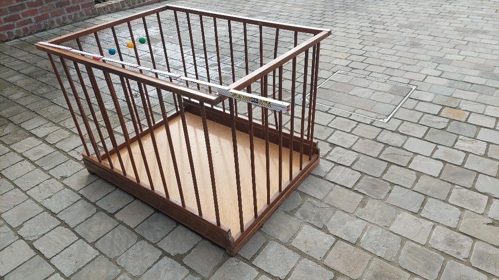 Houten baby box / park, Ophalen, Gebruikt, Rechthoekig, In hoogte verstelbaar