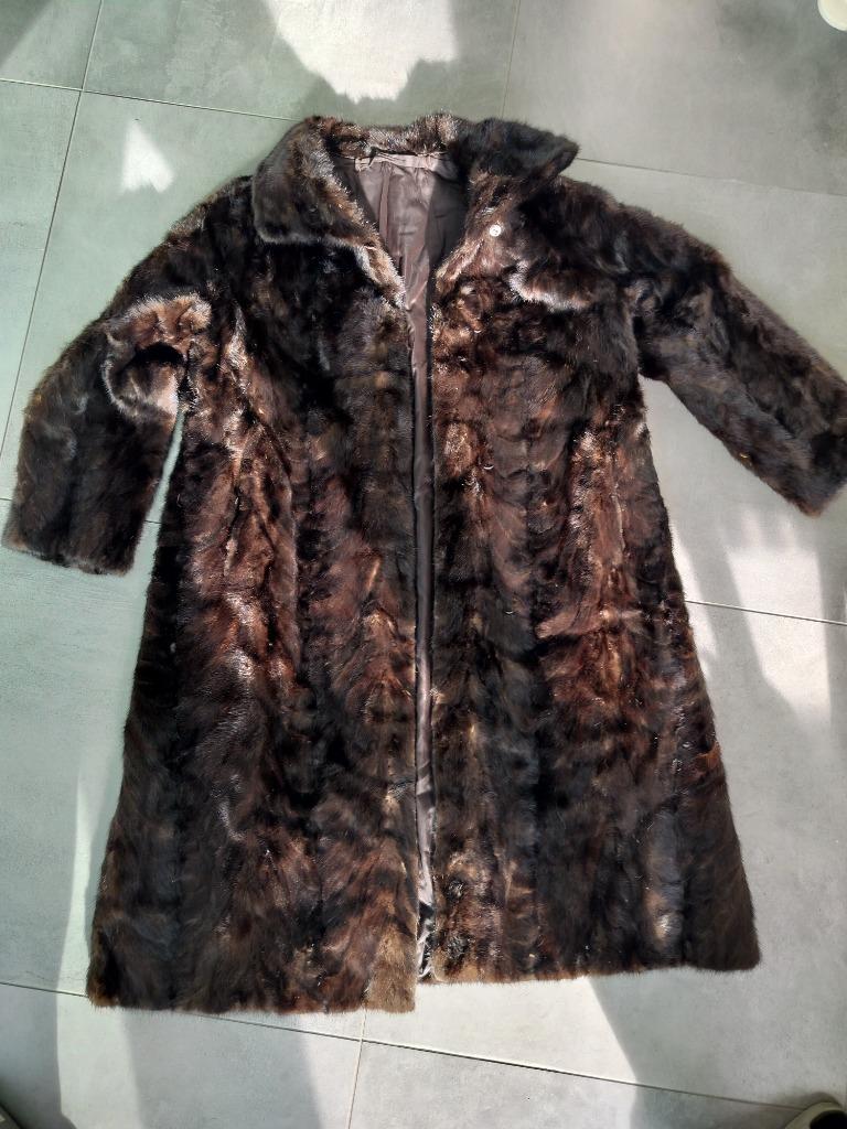 Echte pelsmantel maat M, Kleding | Dames, Ophalen, Maat 38/40 (M), Bruin