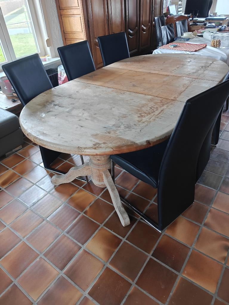 Table et 6 chaises, Enlèvement, Utilisé, Rustiek massief, 4 à 6 chaises