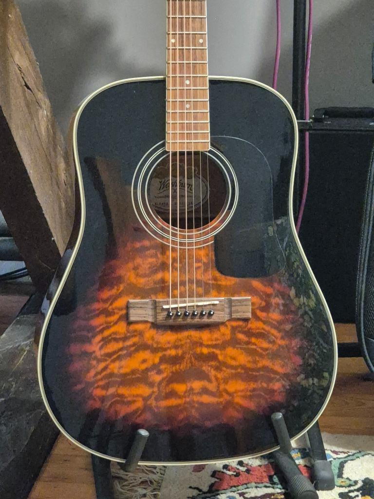Akoestische gitaar Washburn, quilted maple top D10-QSB, Ophalen