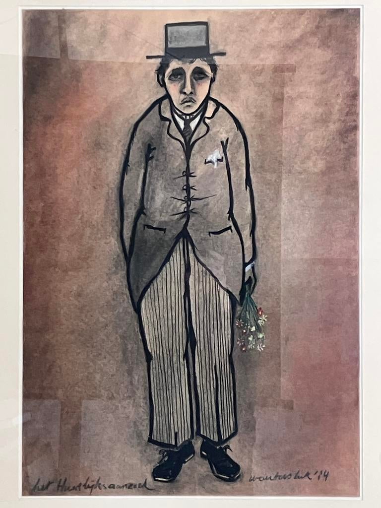 Pasteltekening Luk Wouters ‘Het huwelijksaanzoek’, Enlèvement ou Envoi