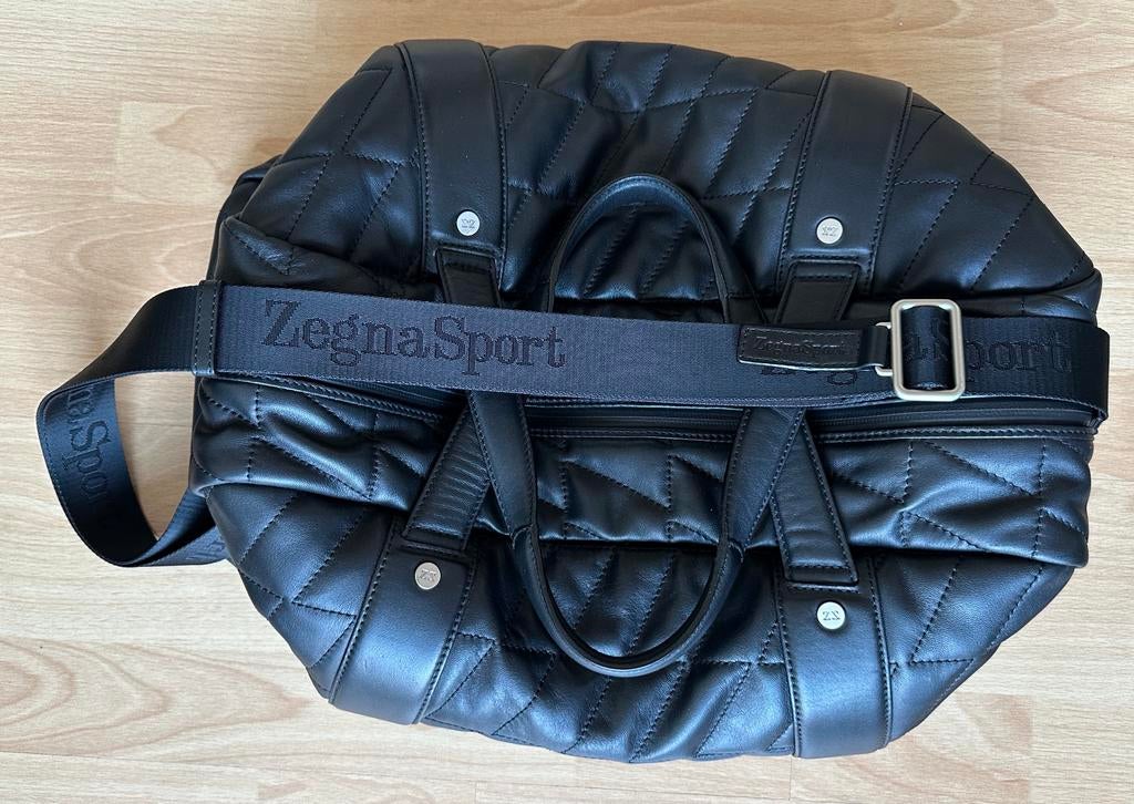 Ermenegildo ZEGNA Duffle Travel Sport Bag Black AUTHENTIQUE, Autres marques, Cuir, Comme neuf, Enlèvement