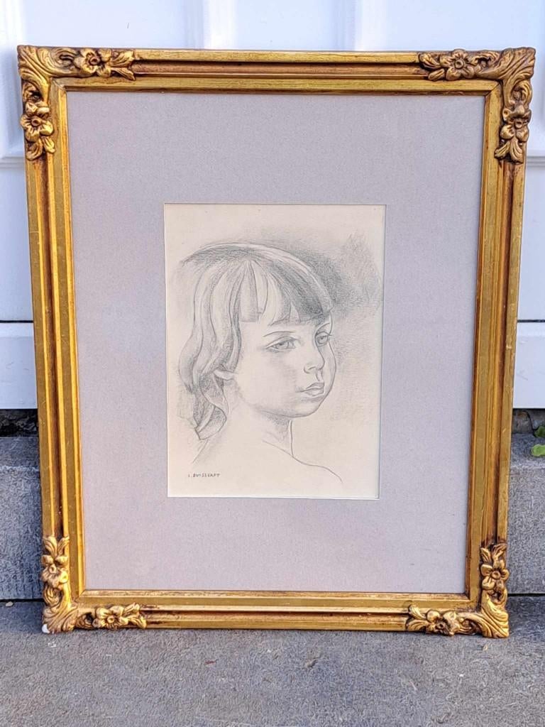 dessin enfant signe louis buisseret, Antiek en Kunst, Kunst | Tekeningen en Fotografie, Ophalen of Verzenden