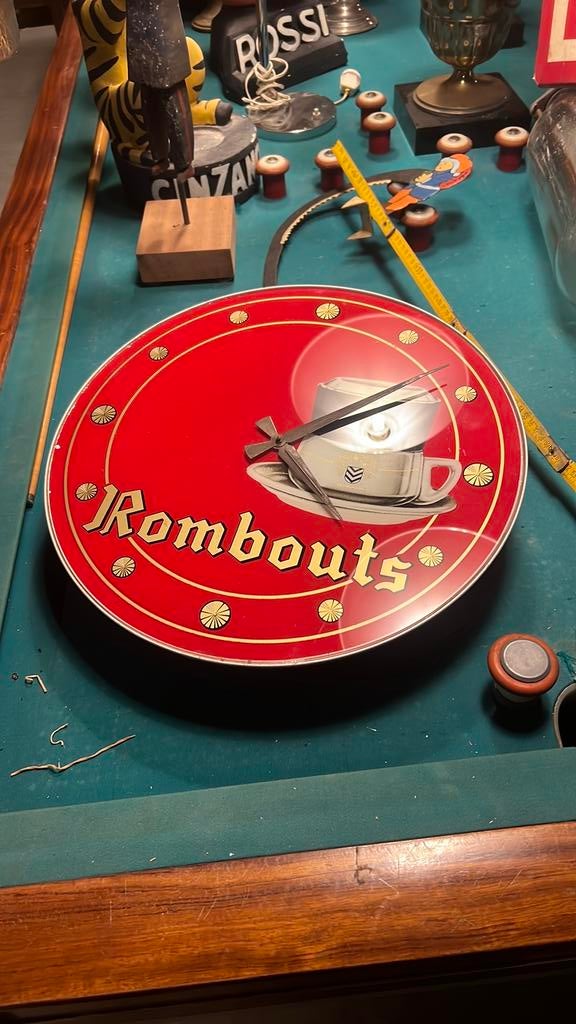 Ancienne horloge en verre à café Rombouts, Collections, Marques & Objets publicitaires, Comme neuf, Enlèvement ou Envoi
