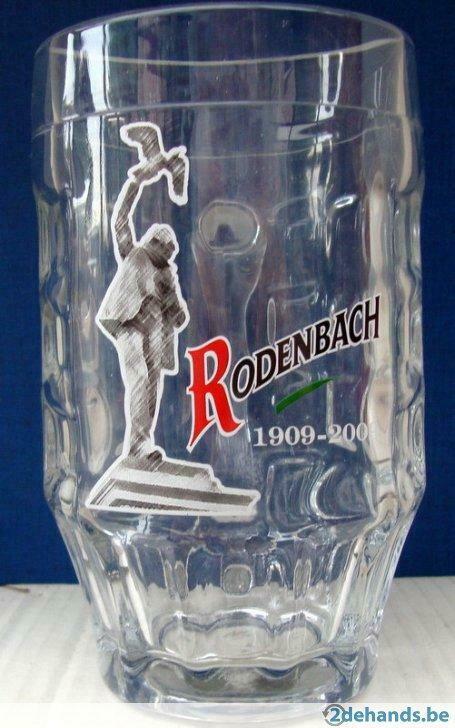 Bier brouwerij kroes glas Rodenbach met blauwvoet H 15,7cm -, Ophalen of Verzenden, Gebruikt