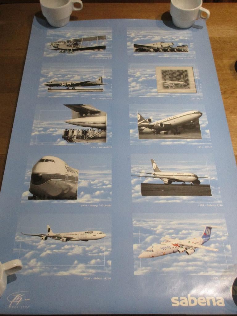 POSTER LUCHTVAART VLIEGTUIGEN SABENA 1923-1998, Verzamelen, Ophalen of Verzenden, Gebruikt, Overige typen
