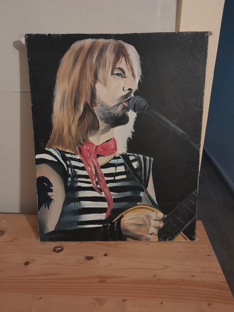 Toile du chanteur renaud sechan 50 cm hauteur 40 cm largeur, Enlèvement