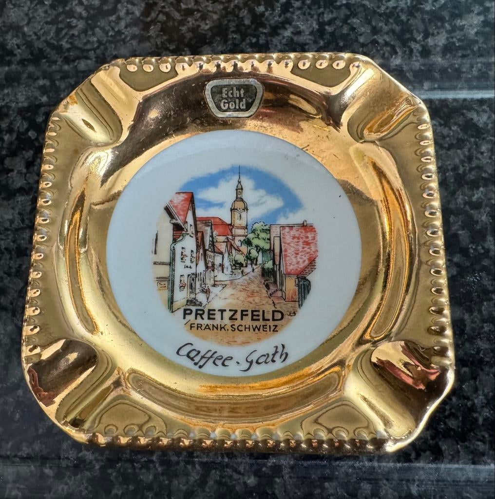 Cendrier ancien en porcelaine avec or 24 carats, Enlèvement ou Envoi