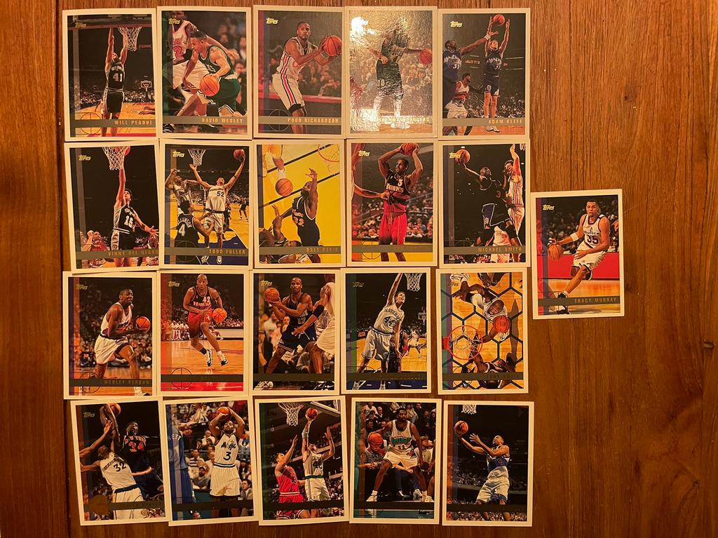 21x Topps 1997-98, Ophalen of Verzenden, Gebruikt, Stickers en Plaatjes