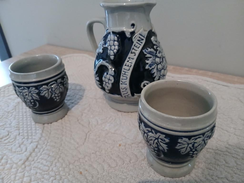 Duitse wijnkruik + twee kopjes, Ophalen, Zo goed als nieuw, Aardewerk