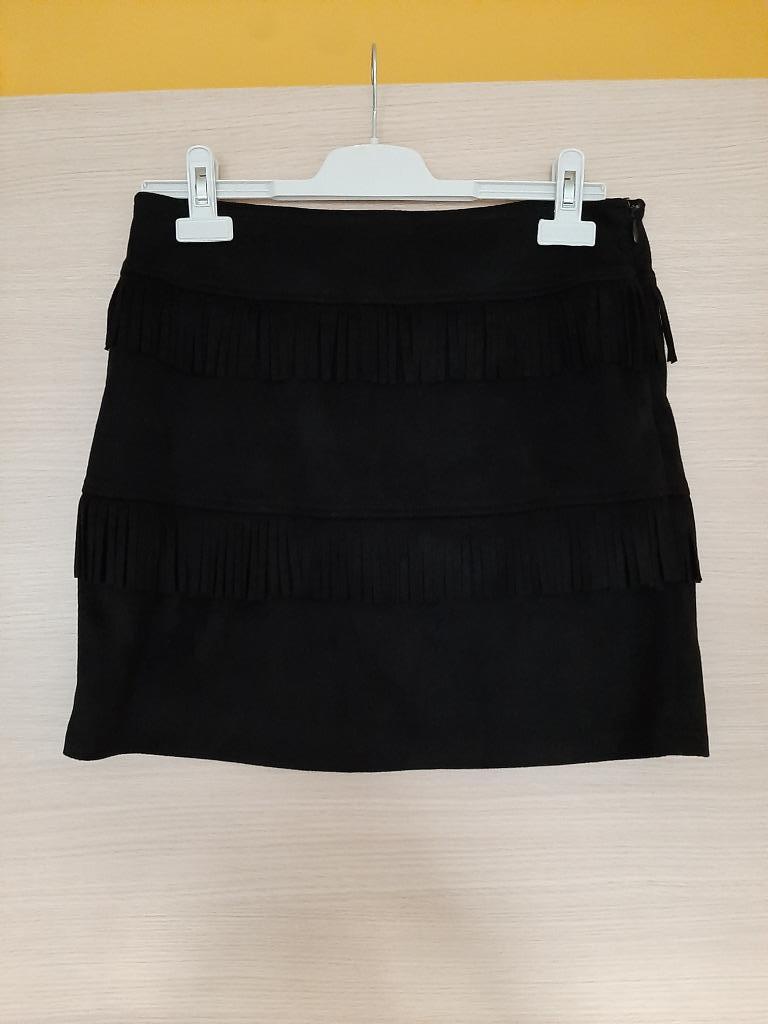 Jupe noire à franges taille 38, Neuf, Taille 38/40 (M), Enlèvement ou Envoi, Au-dessus du genou