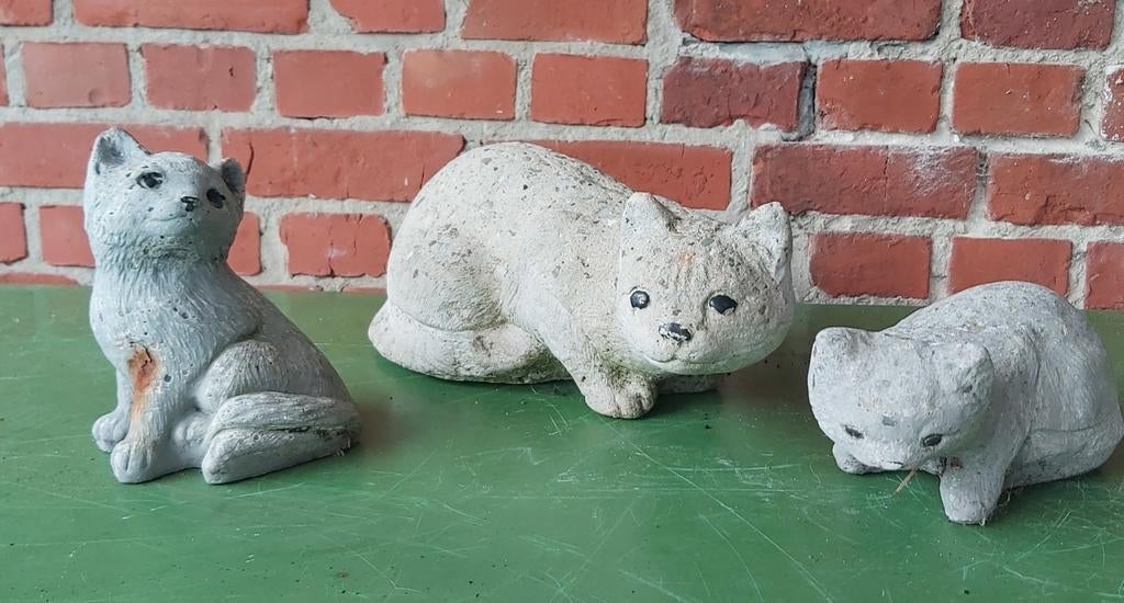 Beeld beelden betonnen katten decoratie, Ophalen of Verzenden