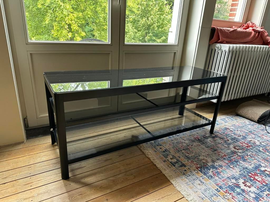 TV MEUBEL zwart en glas, Ophalen, Glas