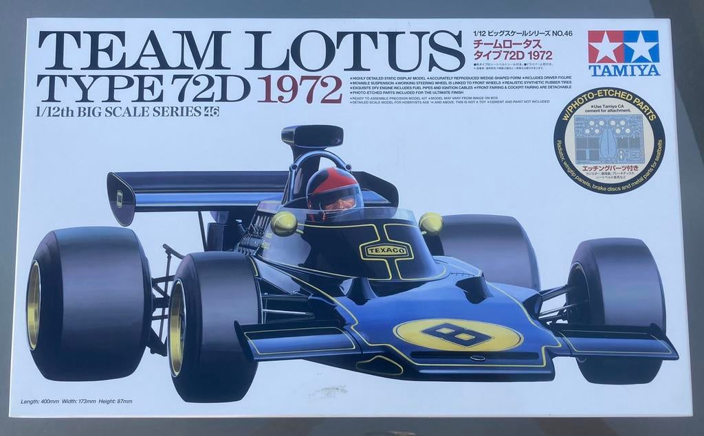 Tamiya F1 Lotus type 72D 1/12, Hobby & Loisirs créatifs, Modélisme | Voitures & Véhicules, Neuf, Voiture, Plus grand que 1:32