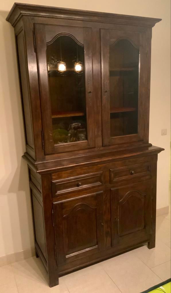 Mooie eiken hoge kast, kan ook met dressoir, Huis en Inrichting, Kasten | Buffetkasten, Zo goed als nieuw, Eikenhout, Glas, Ophalen